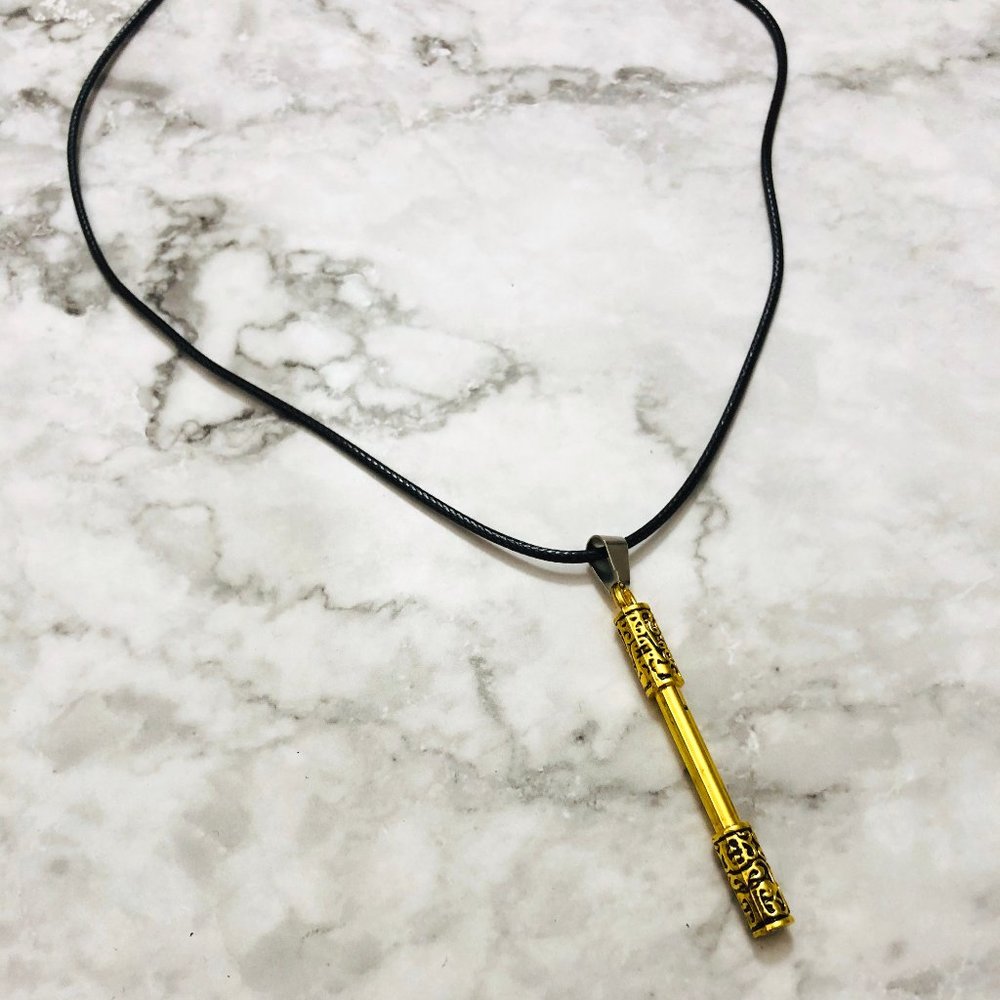 New! Gold Titanium Steel Lucky Needle Necklace